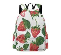 TPISLI Girls Boys School Bag Strawberry Pattern Backpack Age 8-14 Rucksack with Fruits for Study Days, Lightweight 11.6 Inch Laptop Daypack for Books, Lessons and Travel