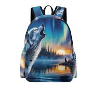 TPISLI Girls Boys School Bag Wolf 3D Printed Backpack Primary to Secondary Rucksack with Animal Wolves for Year 7-10 Study, Lightweight Book Bag for Travel and Daily Use