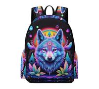 TPISLI Girls Boys School Bag Wolves Motif Backpack Age 8-14 Rucksack with Animal Wolf for Study Days, Lightweight 13.3 Inch Laptop Rucksack for Day Trips and Birthday Gift