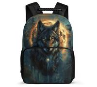 TPISLI Girls Boys Wolve Motif Backpack Primary Age 6-11 Animal Wolf Pattern Daypack for Kids and Teens Primary Classes, Adjustable Straps Lightweight Birthday Gift