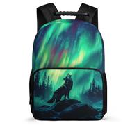 TPISLI Girls Boys Wolve Motif School Bag 6-11 Years, Animal Wolf Pattern Backpack for Children, Durable Rucksack, Soft Felt Details, Short Trips, Everyday Use