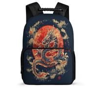 TPISLI Girls Dragon Chinese Style School Backpack 7-11 Year Olds Dragon Backpack for Students Primary Classes, Soft Felt Details Adjustable Straps Outdoor Day Trips