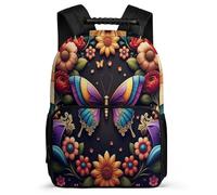 TPISLI Girls Florals Butterflies School Backpack 8-12 Years Butterfly Daypack for Kids and Teens Primary Classes, Sturdy Handle Side Pockets Back to School Gift