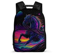 TPISLI Girls Horse Motif School Backpack 8-12 Years Animal Pattern Daypack for Kids and Teens Primary Classes, Sturdy Handle Side Pockets Back to School Gift