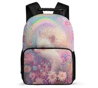 TPISLI Girls Kawaii Hedgehog School Backpack 7-11 Year Olds Cute Animal Rucksack for Kids and Teens School Years 1-4, Soft Felt Details Side Pockets Birthday Gift