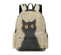TPISLI Girls School Bag Black Cat Boys Backpack Year 3-6 Rucksack Art Animal Kitten for Year 3-6 Study, Stylish Travel Bag for Books and Outdoor Use and Daily Book Carry