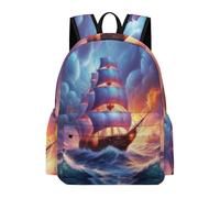 TPISLI Girls School Bag Boat Pattern Boys Backpack Age 7-13 Rucksack Sailboat for Study Days, Fashion 15.6 Inch Laptop Bag for Books and Outdoor Use and Daily Book Carry