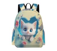 TPISLI Girls School Bag Cat Boys Backpack Age 9-13 Rucksack Kawaii Kitten for Study Days, Stylish 13.3 Inch Laptop Rucksack for Day Trips and Birthday Gift