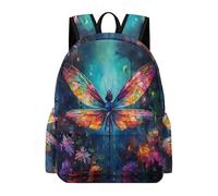 TPISLI Girls School Bag Dragonfly Flowers Boys Backpack 9-13 Years Rucksack Insect Theme for Study Days, Stylish 15.6 Inch Laptop Backpack for Travel and Daily Use and Daily Book Carry