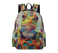 TPISLI Girls School Bag Frog Boys Backpack Age 7-13 Rucksack Funny Animal Pattern for Study Days, Fashion 11.6 Inch Laptop Daypack for Books, Lessons and Travel and Daily Book Carry