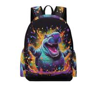 TPISLI Girls School Bag Hippo Printed Boys Backpack Age 7-13 Rucksack Animal for Study Days, Fashion 15.6 Inch Laptop Bag for Books and Outdoor Use and Daily Book Carry