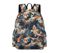 TPISLI Girls School Bag Japanese Koi Fish Boys Backpack 9-13 Years Rucksack Koi Carp for Study Days, Stylish 15.6 Inch Laptop Backpack for Travel and Daily Use and Daily Book Carry