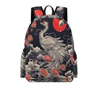 TPISLI Girls School Bag Japanese Style Cranes Boys Backpack Age 9-13 Rucksack Birds for Study Days, Stylish 13.3 Inch Laptop Rucksack for Day Trips and Birthday Gift