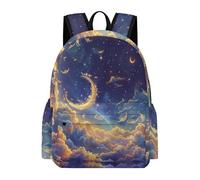 TPISLI Girls School Bag Moon Boys Backpack Age 7-13 Rucksack Starry Sky Clouds for Study Days, Fashion 11.6 Inch Laptop Daypack for Books, Lessons and Travel and Daily Book Carry