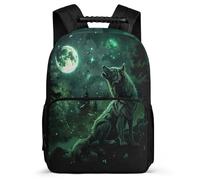 TPISLI Girls Wolf School Backpack 7-11 Year Olds Animal Wolve Rucksack for Kids and Teens School Years 1-4, Soft Felt Details Side Pockets Birthday Gift