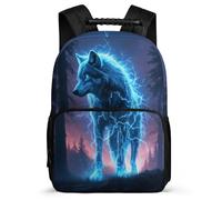 TPISLI Girls Wolves Print School Backpack 7-11 Year Olds Animal Wolf Rucksack for Kids and Teens School Years 1-4, Soft Felt Details Side Pockets Birthday Gift