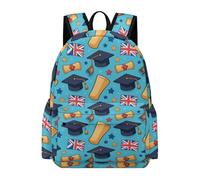 TPISLI Graduation Backpack Kids Ages 7-10 Union Jack Flag Book Bag Boys Age 16 Fashion Lightweight 14 Inch Laptop Rucksack Junior School Hiking Day Trips Daily Carry