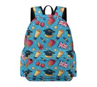 TPISLI Graduation School Bag Girls 10 Year Olds Union Jack Flag Daypack Teens Year 9 Lightweight Durable 14 Inch Laptop Backpack Primary School Travel Daily Use Travel Use