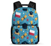 TPISLI Graduation Theme Backpack for Boys Girls Primary School Poland Flag Bookbag School Years 2-5 Children, Soft Felt Details Lightweight Outdoor Day Trips