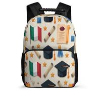 TPISLI Graduation Theme Backpack for Boys Girls School Years 2-5 Italy Flag Rucksack for Boys Primary School, Adjustable Straps Lightweight Travel Daily Use