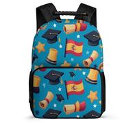 TPISLI Graduation Theme Backpack for Girls Boys Ages 6-10 Spain Flag School Bag for Boys Girls School Years 1-4, Adjustable Straps Side Pockets Travel Daily Use