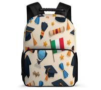TPISLI Graduation Theme Backpack for Students Primary Age 6-11 Italy Flag Bookbag for Kids Primary Classes, Adjustable Straps Lightweight Back to School Gift
