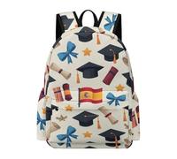 TPISLI Graduation Theme Bookbag Boys Ages 8-12 Spain Flag School Bag Girls Year 3 Modern Durable 14 Inch Laptop Backpack Primary to Secondary Travel Gift Outdoor Gift
