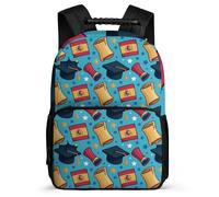 TPISLI Graduation Theme Daypack for Boys Girls 7-11 Year Olds Spain Flag Daypack for Girls Boys Primary School, Padded Back Adjustable Straps Birthday Gift