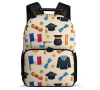 TPISLI Graduation Theme Daypack School Years 1-4 for Students Primary Age 6-11 France Flag Rucksack Girls Boys, Side Pockets Adjustable Straps Daily Essentials