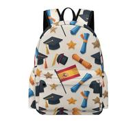 TPISLI Graduation Theme Daypack Students Ages 12-16 Spain Flag School Backpack Boys Year 10 Trendy Modern 15.6 Inch Laptop Rucksack Secondary School Hiking Travel