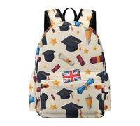 TPISLI Graduation Theme Daypack Students Ages 12-16 Union Jack Flag Rucksack Kids Year 6 Lightweight Durable 11.6 Inch Laptop Daypack School Years 3-6 Daily Use Daily Carry
