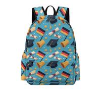 TPISLI Graduation Theme Daypack Students Year 4 Germany Flag School Bag Boys 10-14 Year Olds Durable Cool 15.6 Inch Laptop Rucksack Outdoor Day Trips Back to School Gift