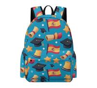 TPISLI Graduation Theme School Bag Boys Ages 8-12 Spain Flag Book Bag Students Year 6 Modern Durable Spring Outing Backpack School Years 7-10 Travel Use Outdoor Gift