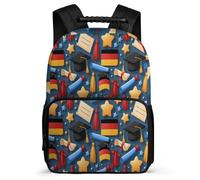 TPISLI Graduation Theme School Bag for Kids and Teens Primary Age 6-11 Germany Flag Rucksack for Girls Boys Year 3-6, Soft Felt Details Side Pockets School Travel