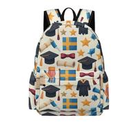 TPISLI Graduation Theme School Bag Students Year 4 Sweden Flag Book Bag Boys Year 7-9 Fashion 14 Inch Laptop Rucksack Junior School Hiking Day Trips Daily Carry