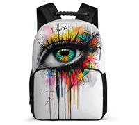 TPISLI Graffiti Eye Art Backpack for Kids and Teens Primary Classes Colourful School Bag 7-11 Year Olds Children, Lightweight Padded Back Outdoor Day Trips