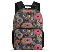 TPISLI Graffiti Eye Art Daypack for Kids and Teens Junior School Colourful Abstract Bookbag Primary Age 6-11 Children, Side Pockets Soft Felt Details Travel Daily Use