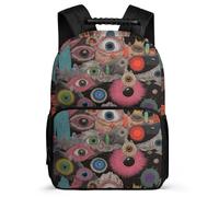 TPISLI Graffiti Eye Art Motif Backpack School Years 1-4 for Students 7-11 Year Olds Colourful Rucksack Kids and Teens, Side Pockets Soft Felt Details Back to School Gift