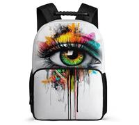 TPISLI Graffiti Eye Art Rucksack School Years 1-4 for Boys 7-11 Year Olds Abstract Daypack Kids and Teens, Side Pockets Soft Felt Details Travel Daily Use