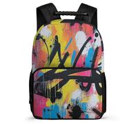 TPISLI Graffiti Print School Bag for Boys Girls Age 7-12 Colourful Rucksack for Students Primary Classes, Padded Back Adjustable Straps Back to School Gift