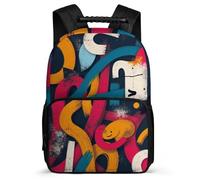 TPISLI Graffiti School Backpack for Girls School Years 1-4 Colourful Motif Backpack Primary Age 6-11 Kids and Teens, Side Pockets Adjustable Straps Birthday Gift