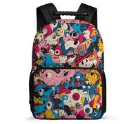TPISLI Graffiti School Bag Primary Classes for Kids and Teens 6-11 Years Colourful Backpack Girls Boys, 1680D Fabric Padded Back Outdoor Day Trips