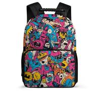 TPISLI Graffiti Trend Backpack for Kids and Teens 7-11 Year Olds Colourful Daypack for Boys Girls Primary Classes, Adjustable Straps 1680D Fabric Travel Daily Use