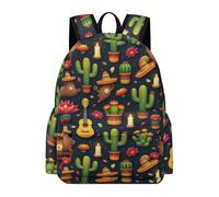TPISLI Guitar Cactus Backpack Kids Ages 7-10 Flowers Rucksack Boys Year 4 Fashion 14 Inch Laptop Rucksack Junior School Hiking Day Trips Outdoor Gift Daily Carry