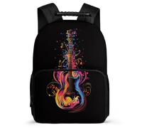 TPISLI Guitar Design School Backpack Primary Age 6-11 for Children, Music Lover Daypack for Girls Boys, Lightweight Bag, 1680D Fabric, Primary Classes, Daily Essentials