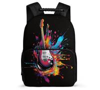 TPISLI Guitar Fashion Motif Daypack Primary School for Students 8-12 Years Music Rucksack Kids and Teens, Padded Back Adjustable Straps Back to School Gift
