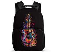 TPISLI Guitar Pattern School Backpack for Girls School Years 1-4 Singer Music Lover Rucksack 7-11 Year Olds Girls Boys, Adjustable Straps Side Pockets Outdoor Day Trips