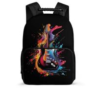 TPISLI Guitar Print Daypack for Kids and Teens 7-11 Year Olds Music Lover Backpack for Boys Girls School Years 1-4, Adjustable Straps Padded Back Travel Daily Use