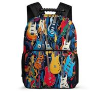 TPISLI GuitarsMusic Lover Backpack for Girls Boys Primary School Halloween Theme Daypack School Years 2-5 Girls, Adjustable Straps Side Pockets Outdoor Day Trips