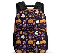 TPISLI Halloween Bat School Backpack Junior School for Students 7-11 Year Olds Ghost Bookbag Students, Soft Felt Details Lightweight Travel Daily Use